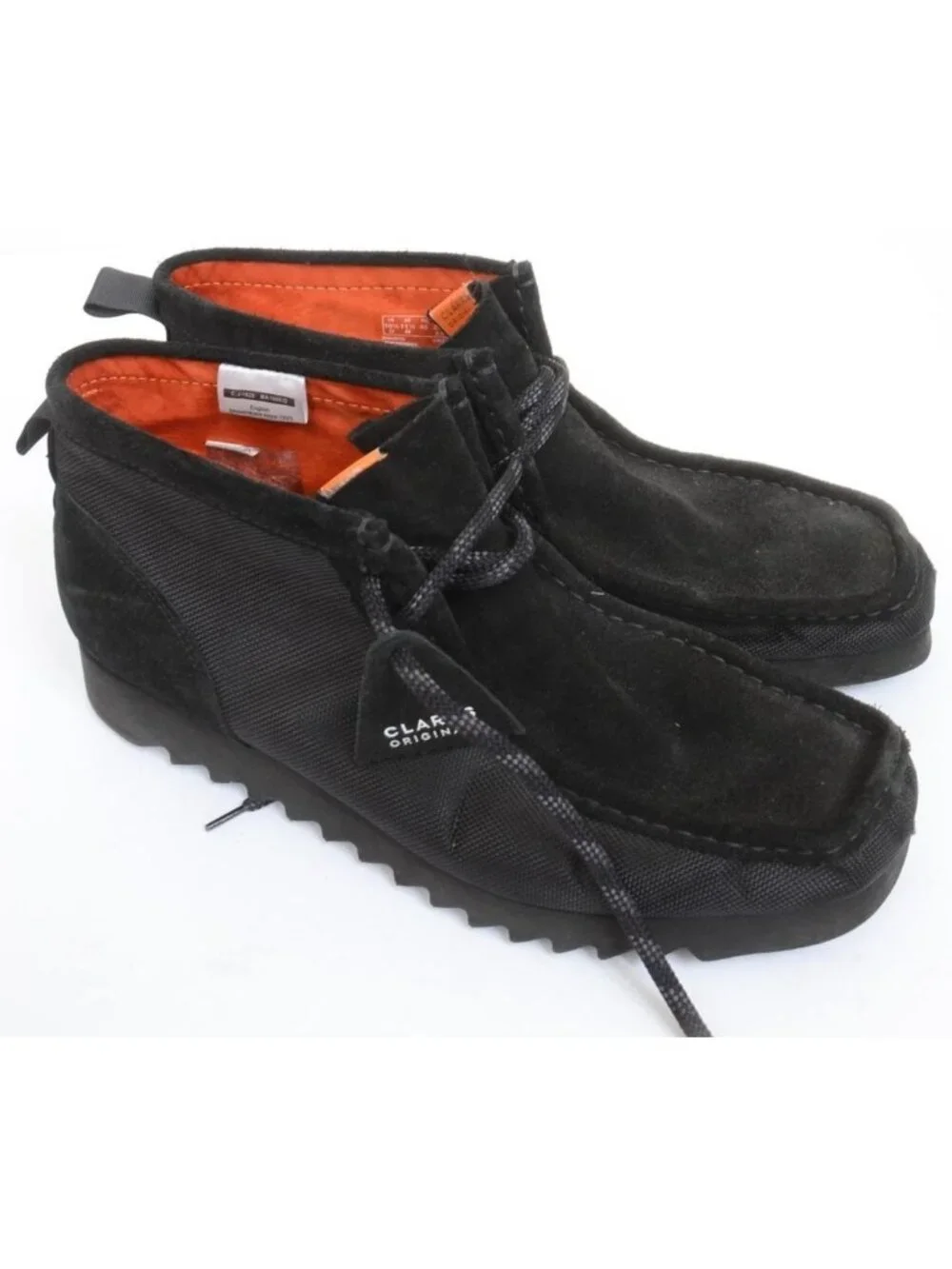 Clarks Wallabee Men's 11.5 Black Leather Chukka Hi Top Razor Sole Lace-up Boot